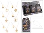 Collier en métal avec 2 pendentifs coeur ou étoile avec stra