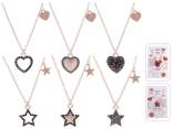 Collier en métal or rose cœur/étoile avec carte enseignante