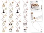 Collier pendentif en métal chien chat dans un tube à essai
