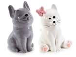 Colorful ceramic dog and cat piggy bank