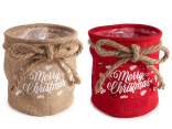 Conteneur de Noël en toile effet jute avec doublure