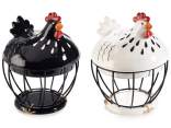 Contenitore a gallinella in ceramica con base in metallo