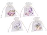 Cotton bag with drawstring with glossy lavender print