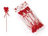 Cuore in polistirolo su stick con fiocco in blister da 6