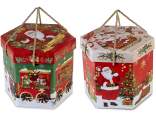 Cutie hexagonală de panettone din hârtie cu mânere și capac
