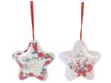 Cutie metalica stea cu decoratiuni de Craciun