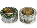 Cutie rotundă metalică pentru alimente cu capac transparent
