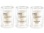 Cylindrical scented candle in double bottom glass jar