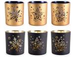 Decorated glass Christmas candle holder