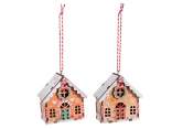 Decorated wooden Christmas house to hang