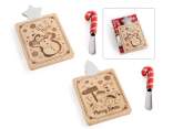 Decorated wooden cutting board set with knife in gift box