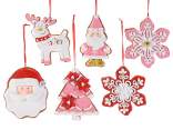 Décoration de Noël en pâte de résine rose à suspendre