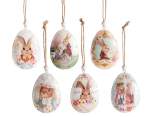 Decorative metal egg with rabbit print to hang