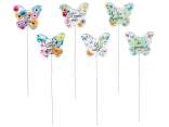 Decorative wooden butterfly on metal stick with a dedication
