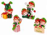 Decorazione in resina ad elfi di Babbo Natale da appoggiare