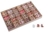 Display 288 wooden Christmas decorations with tape