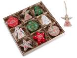 Display 72 colorful wooden Christmas decorations to hang