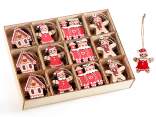Display 72 wooden Christmas decorations to hang