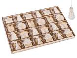 Display of 144 wooden decorations to hang