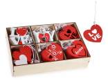 Display of 72 wooden heart decorations to hang