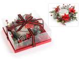 Double flame candle in glass jar with garland