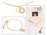 Double pendant metal bracelet with rhinestones and letter C