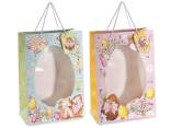Easter patterned paper bag with oval window and tag