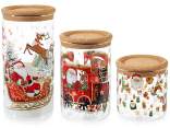 Ensemble de 3 bocaux alimentaires en verre à motifs de Noël