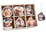 Espositore 48 decori in legno natalizi da appendere