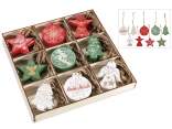 Expositor 72 adornos navideños de madera de colores para col