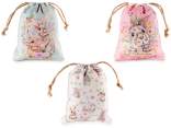 Fabric bag with bunny print with drawstring