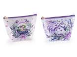 Fabric pouch with zipper and lavender decorations