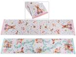 Fabric table runner with fringes and rabbit decorations