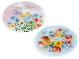 Farfurie rotundă de sticlă cu imprimeu de flori sălbatice