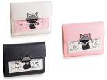 Faux leather cat wallet with button closure