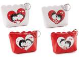 Faux leather coin purse with zip and print of lovers with he