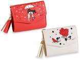 Faux leather wallet with tassel and lovers print