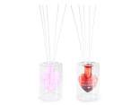 Glass air freshener with heart, 5 sticks and writing