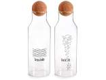 Glass bottle with cork ball cap and writing
