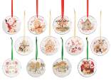 Glass decoration with Christmas print to hang