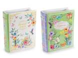 Glossy ceramic book vase with flower and butterfly print