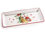 Glossy ceramic food plate with Christmas decorations