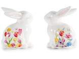 Glossy porcelain bunny with floral decorations