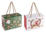 Horizontal Christmas paper box with rope handles