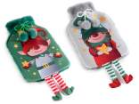 Hot water bottle with eco-fur lining, pompom and legs