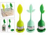 Infuseur en acier inoxydable et silicone,en forme de feuille