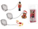 Infusor de acero inoxidable y personajes navideños en resina