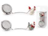 Infusore in acciaio con gallinella in resina