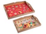 Juego de 2 bandejas de madera con adornos navideños