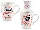 Juego de regalo con taza de porcelana decorada de 350 ml.